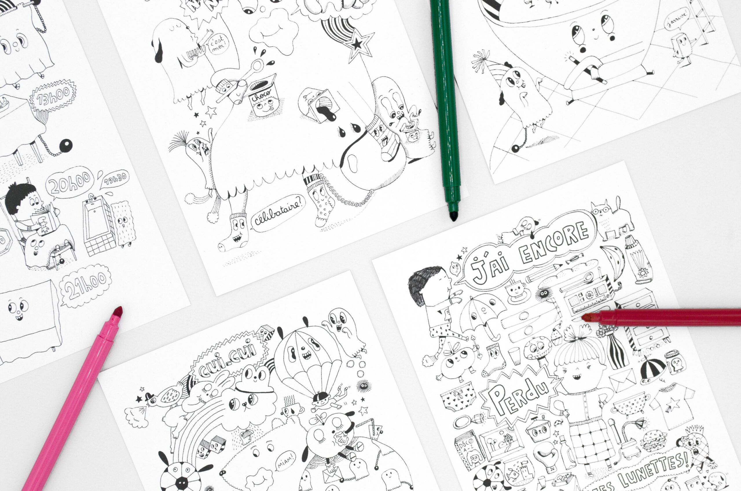 Cartes postales géantes à colorier