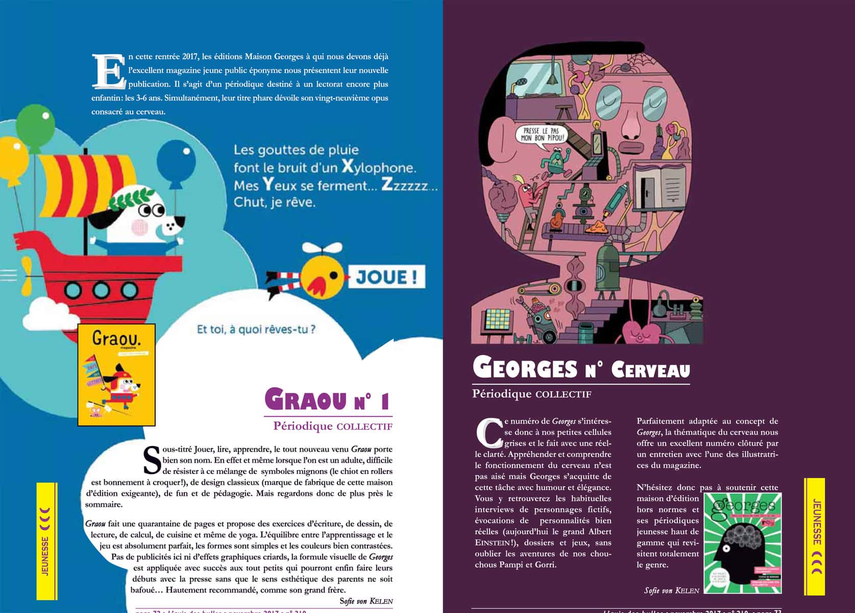 Extrait des Bulles sur les magazines Graou et Georges de la maison d'édition Maison Georges