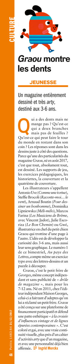 Extrait du journal Politis sur le magazine Graou